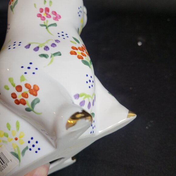 Vintage Formalities Baum Bros Pig Figurine Hand Painted Flowers Gold Trim Cottag - Picture 8 of 8